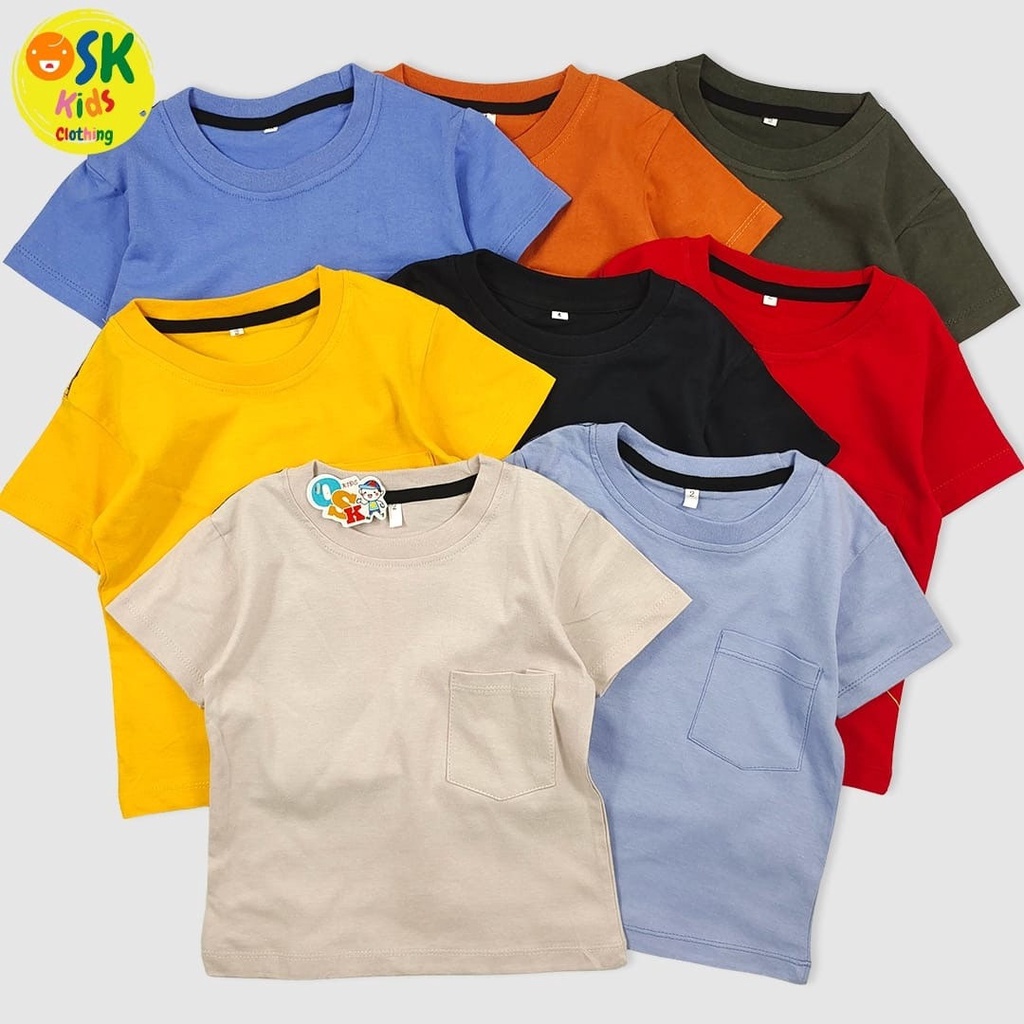 Kaos Anak Basic Pocket Tee Polos Bahan Tebal Tapi Adem by ars collection