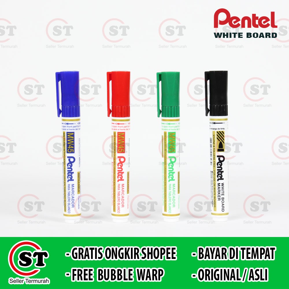 

Spidol White Board / Whiteboard Marker Pentel MW45 Asli Jepang Refillable Spidol MW 45
