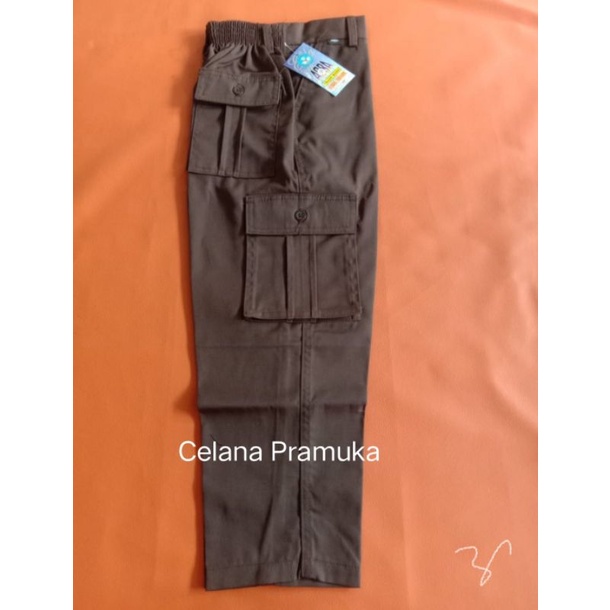 ABBa - Celana Pramuka Cokelat - Saku Luar ondot ready stok