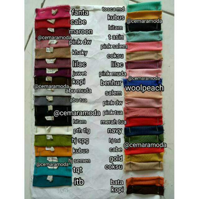 Kain Wollpeach PER 0.5mt / Woolpeach Wollfis Wolpeach / Wolfis / Wolfish / Wollpis / Wolpis Wolvis / kain hijab instant jilbab instan kerudung pasminah gamis