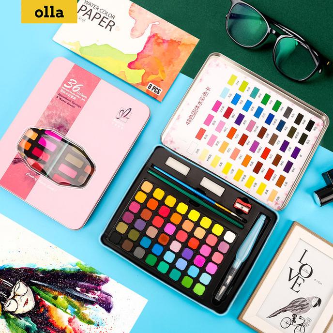 

Olla 36/48Water Color Set - Alat Cat Air Set (Termasuk Kuas Dan Kertas