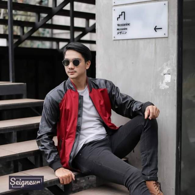 Jaket Pria Kulit Kombinasi Original Seigneur