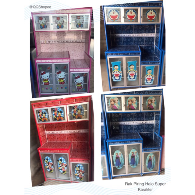 Rak Piring Holo SUPER Pintu3 Karakter Lemari Dapur Kitchen Set Keramik Alumunium