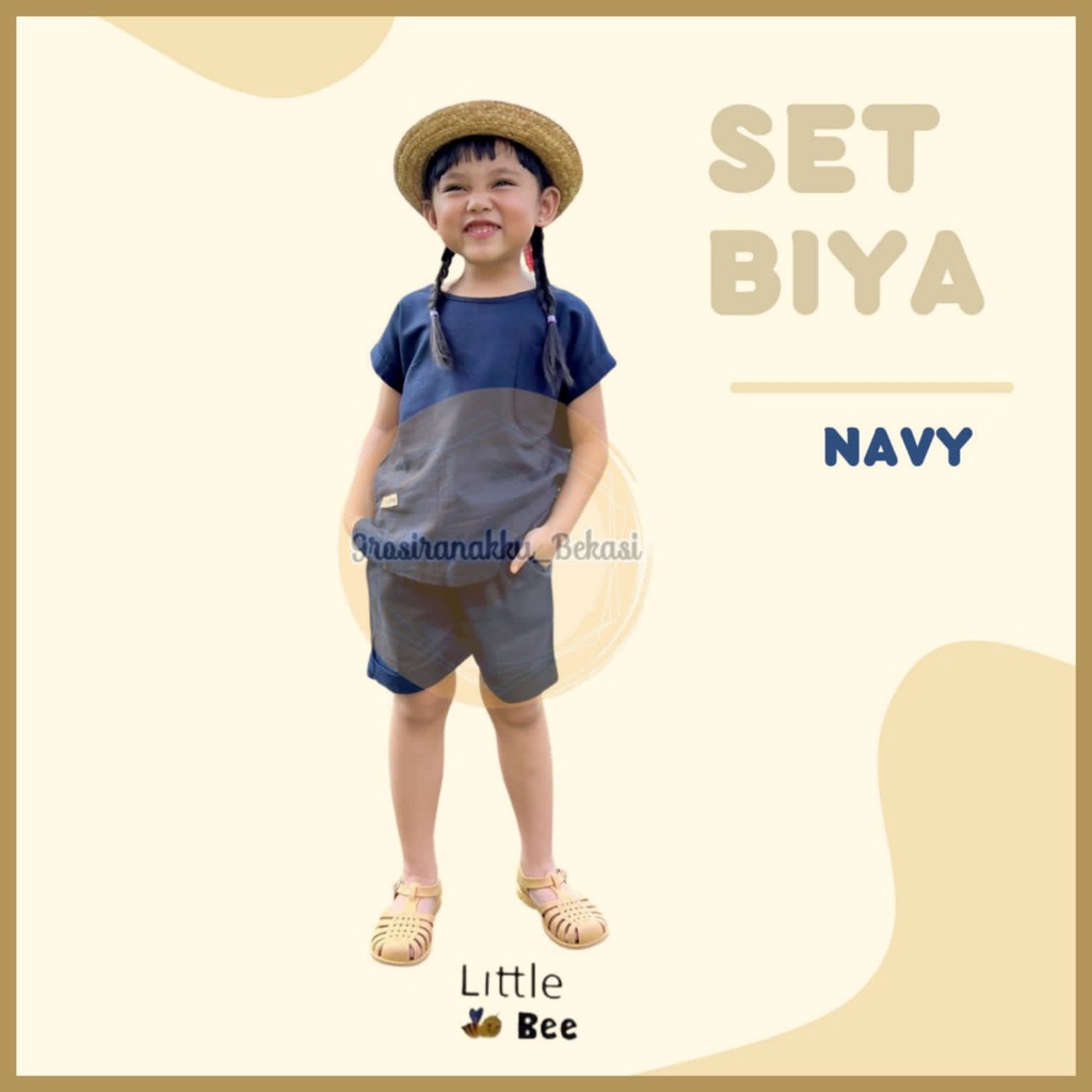 Setelan Anak Unisex Biya LittleBee Warna Navy Size 1-5 Thn