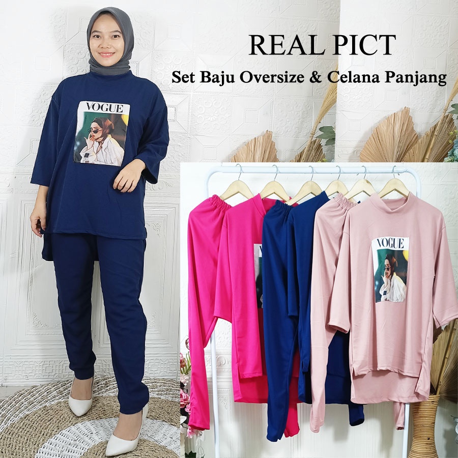 SETELAN ATASAN OVERSIZE DAN CELANA PANJANG VOQUE BY GL FASHION