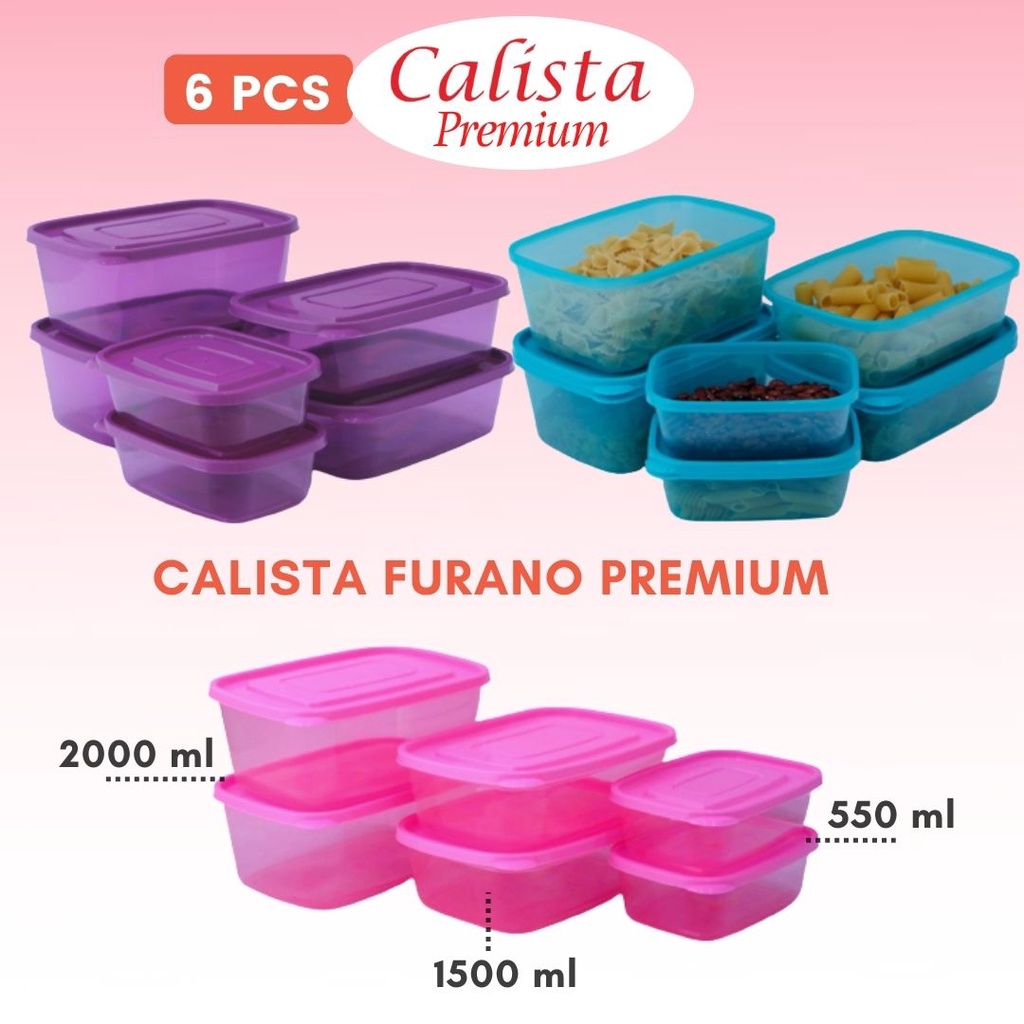 Calista Furano Premium Full Warna Toples Set isi 6pcs/Food Container/ Food Preparation/ Wadah Penyimpanan Makanan Free BPA