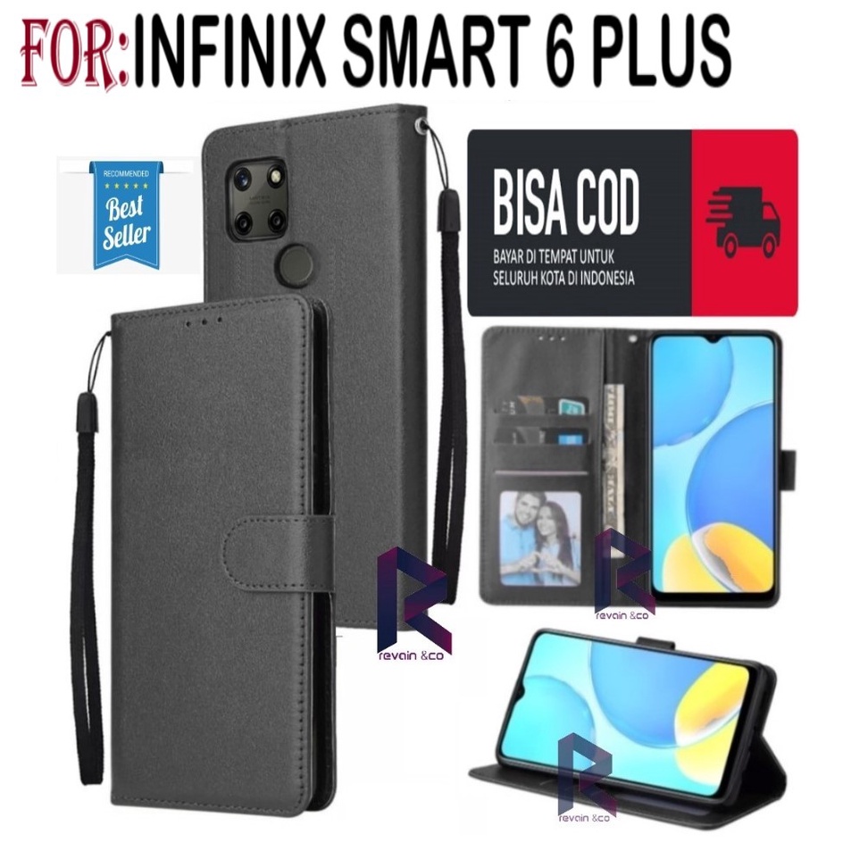 INFINIX SMART 6 PLUS FLIP WALLET LEATHER KULIT PREMIUM SARUNG BUKA TUTUP FLIP CASE INFINIX SMART 6 PLUS