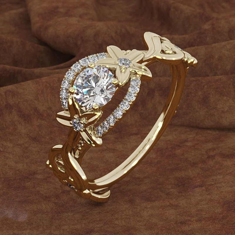 Cincin Emas 18k Desain Bunga