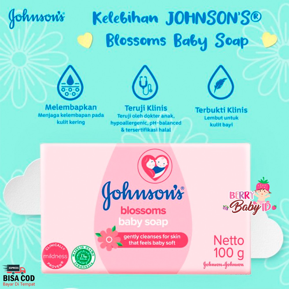 Johnson's Blossoms Baby Soap Sabun Batang Bayi Johnsons 100 gr Berry Mart