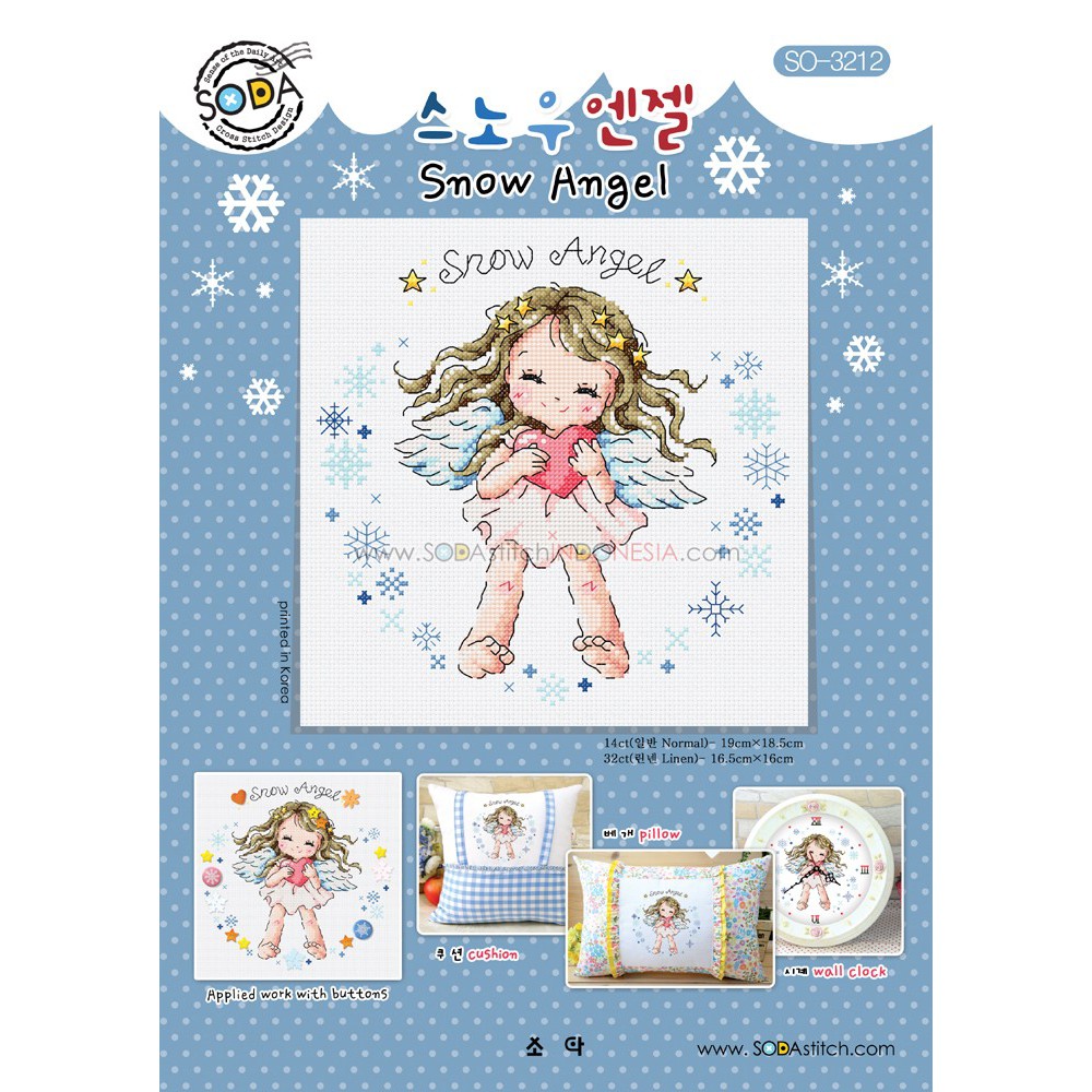 Paket DIY Craft Sulam Kristik Strimin Cross Stitch Sodastitch SO-3212 - Snow Angel