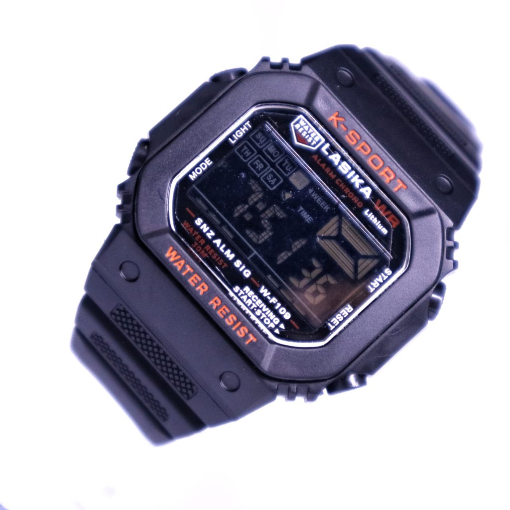JAM TANGAN ORIGINAL SPORT DIGITAL K SPORT LASIKA W-F109 BLACK ORANGE