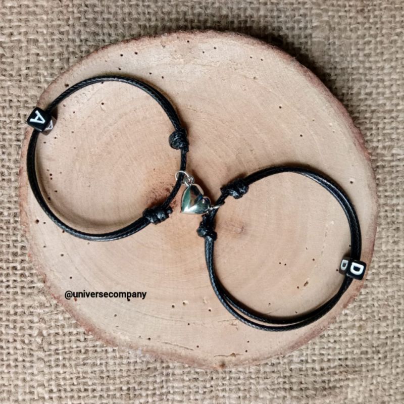 [UC] 2 PCS GELANG MAGNET COUPLE INISIAL / GELANG MAGNET BENTUK LOVE COUPLE INISIAL / GELANG TALI KOREA / GELANG INISIAL