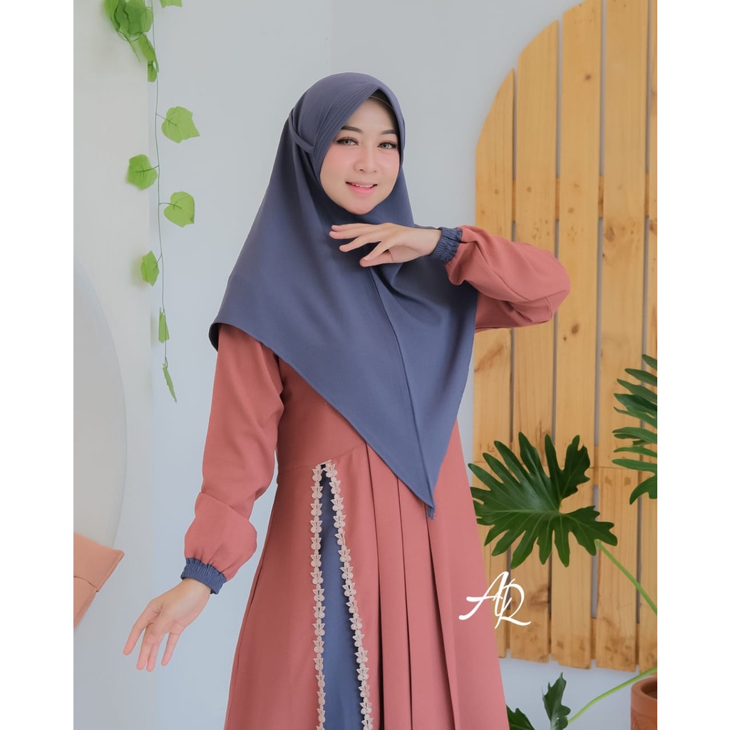 Gamis Original AR/ Gamis Ity Crepe Rayya Set Bergo