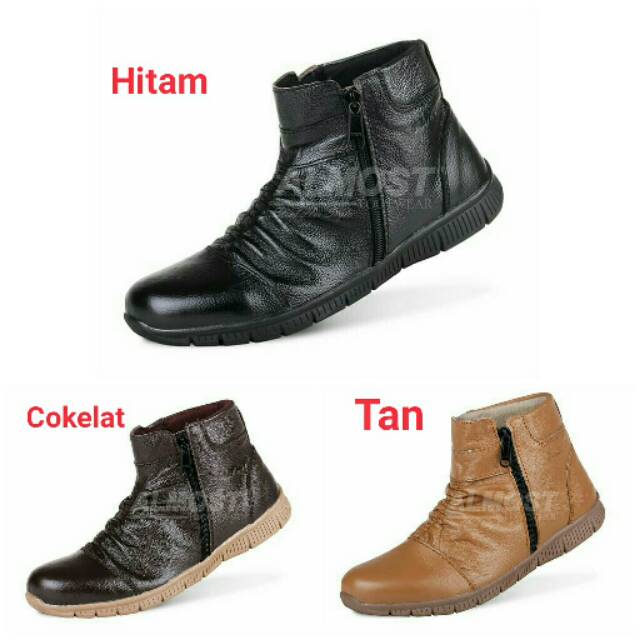 100% KULIT ASLI SEPATU BOOTS FASHION FULL LEATHER ALMOST SKIENZ COSMIC ZIPPER BOOTS SLETING ZIPPER