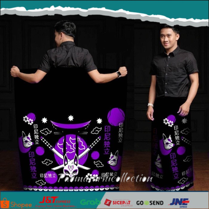 ✨ BISA COD ✨ Sarung Batik Motif Cat Akatsuki Sakura Japanese | Sarung Milenial - Ungu