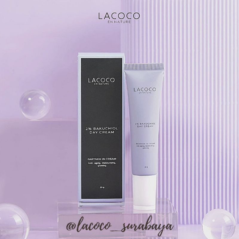 Lacoco 2% Bakuchiol Day Cream - krim wajah pagi krim siang pelembab muka glowing pencerah wajah rema