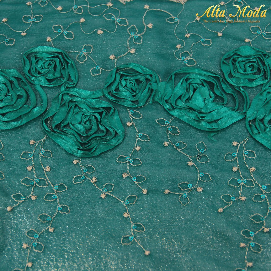 

Alta Moda Kain Chiffon Embroidery Floral Emerald Green (1M)