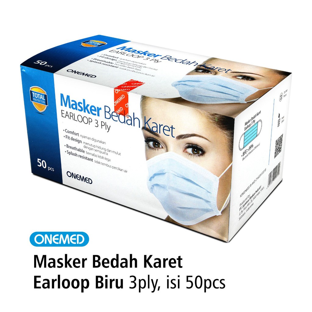 OneMed Masker Medis Earloop per Box isi 50 pcS