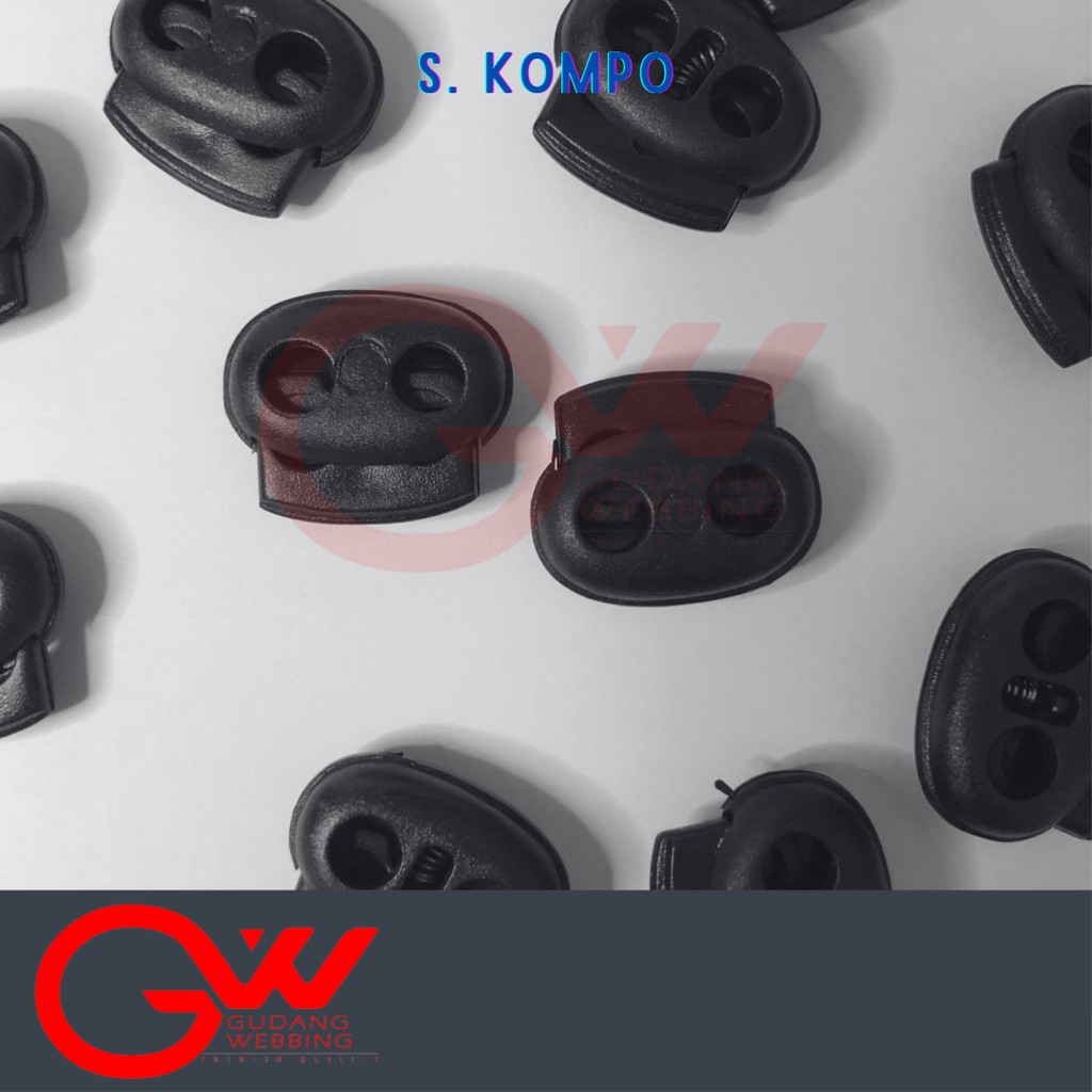 Penahan Tali Kur / Stopper Tali Kur / Stopper Kompo 2 lubang Acetal (500pcs)