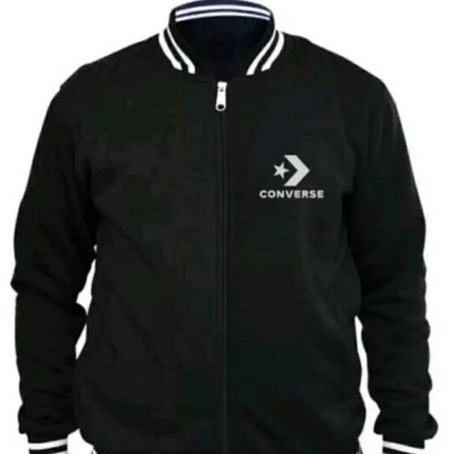JAKET BASEBALL VARSITY HITAM CONVERSE