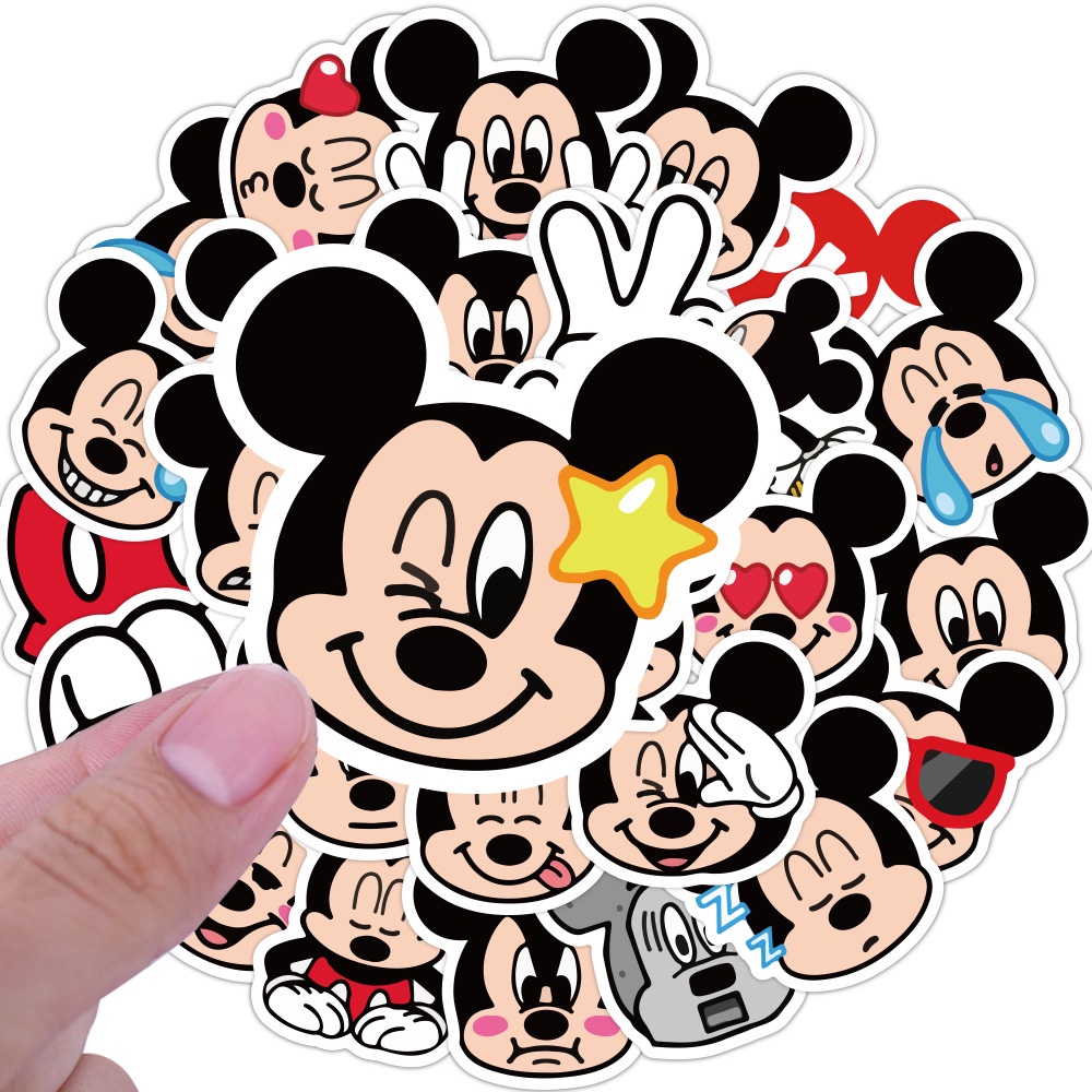 Mickey Mouse stiker lucu anak-anak kartun ekspresi Jurnal koper bahan Jurnal dekorasi cangkir air st