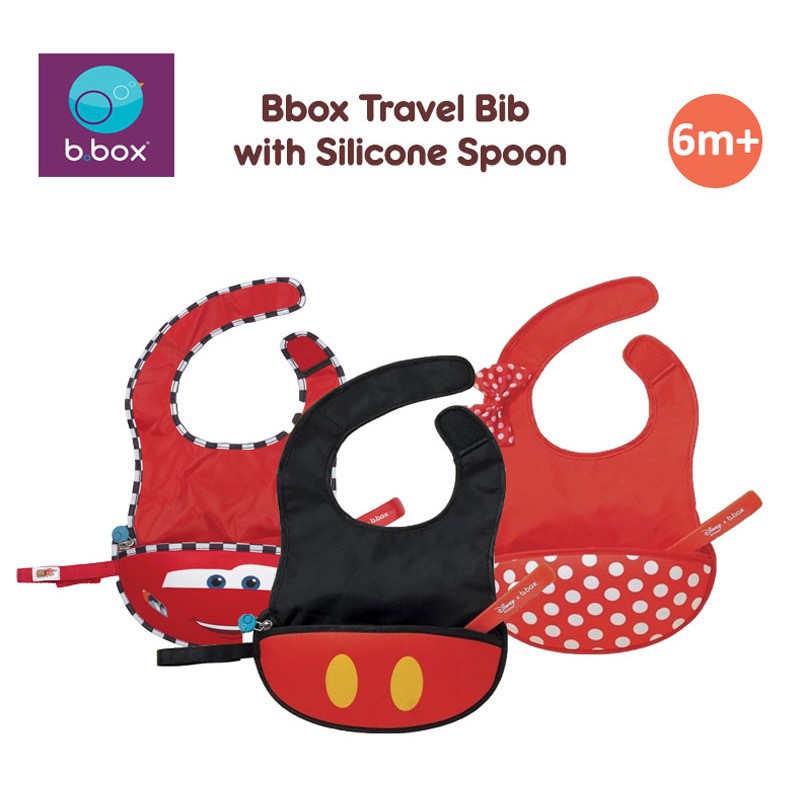 BboxTravel Bib &amp; Silicone Spoon - Mickey / Minnie / Mcqueen