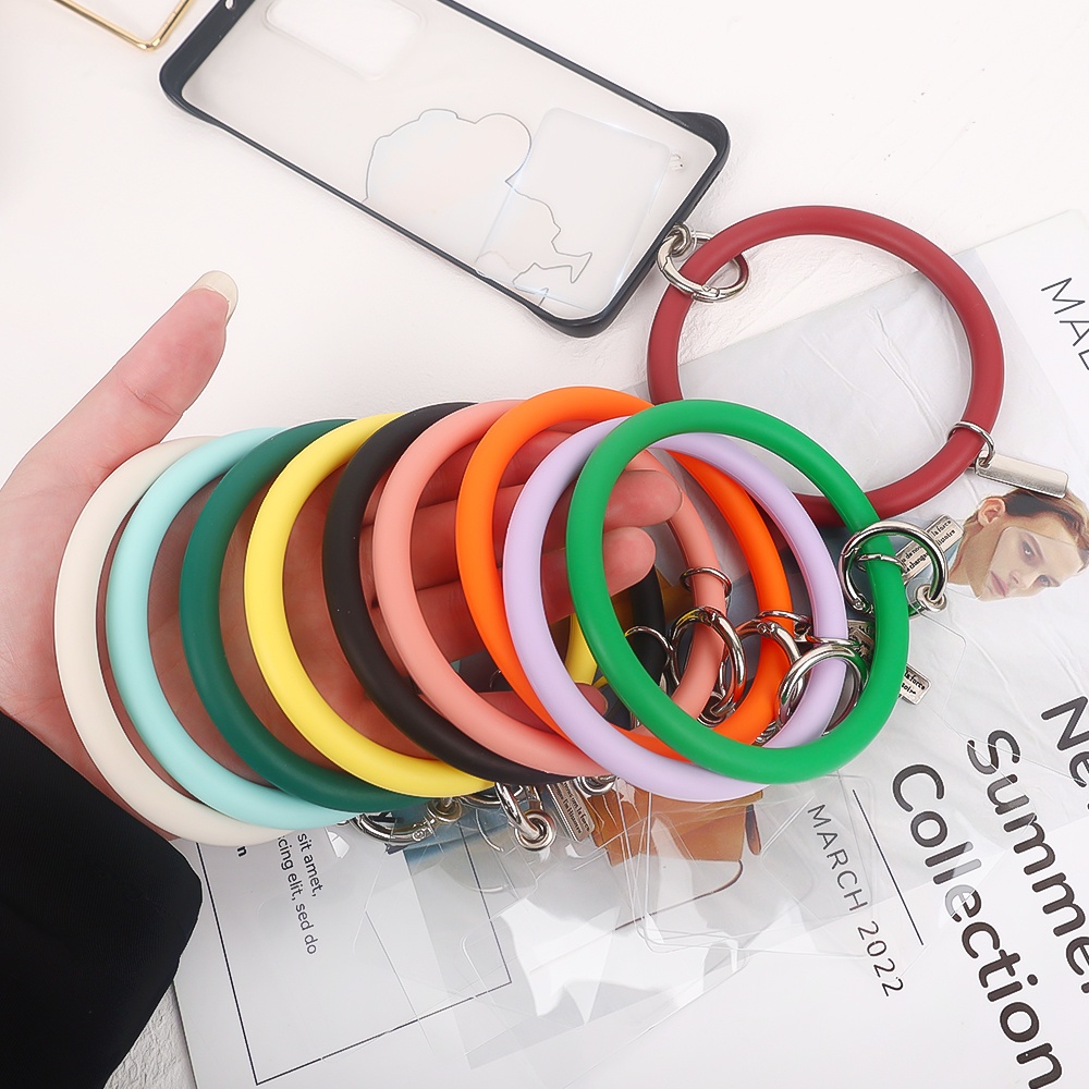 Lanyard Pergelangan Tangan Portabel Bahan Silikon Lembut Anti Hilang Dengan Kartu Untuk Ponsel Universal