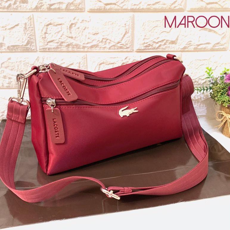 [[BISA COD]] TAS SELEMPANG LACOSTE NYLON 3REST L2177 LCOS JENNIE IMPORT SUPER PREMIUM TAS BATAM
