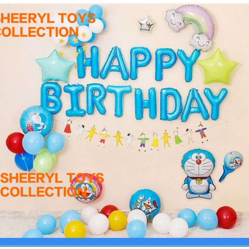 Paket set dekorasi ulang tahun anak tema doraemon