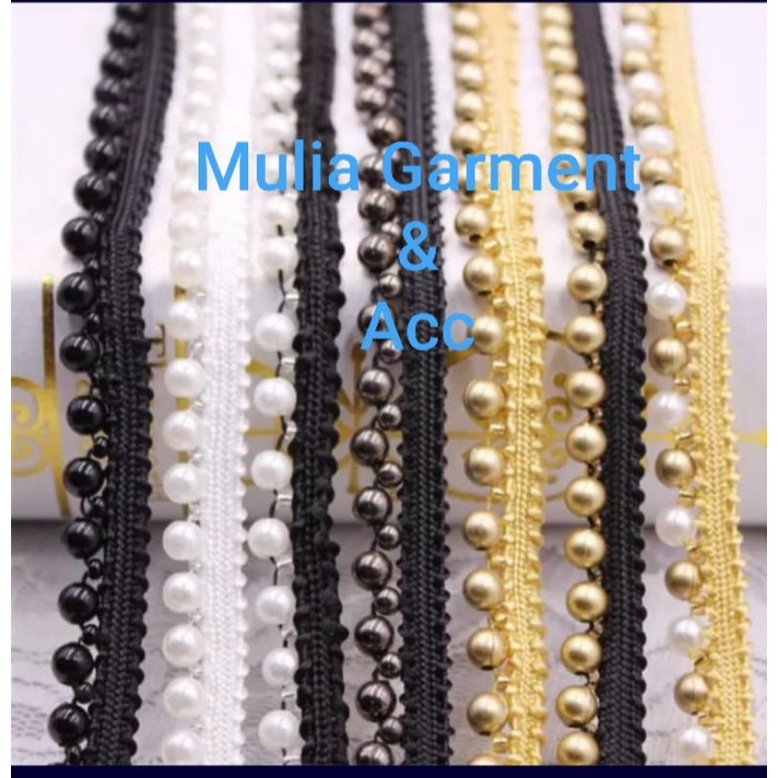 PITA RENDA MUTIARA MANIK MANIK TRIM LEBAR 1,2CM HARGA PER METER