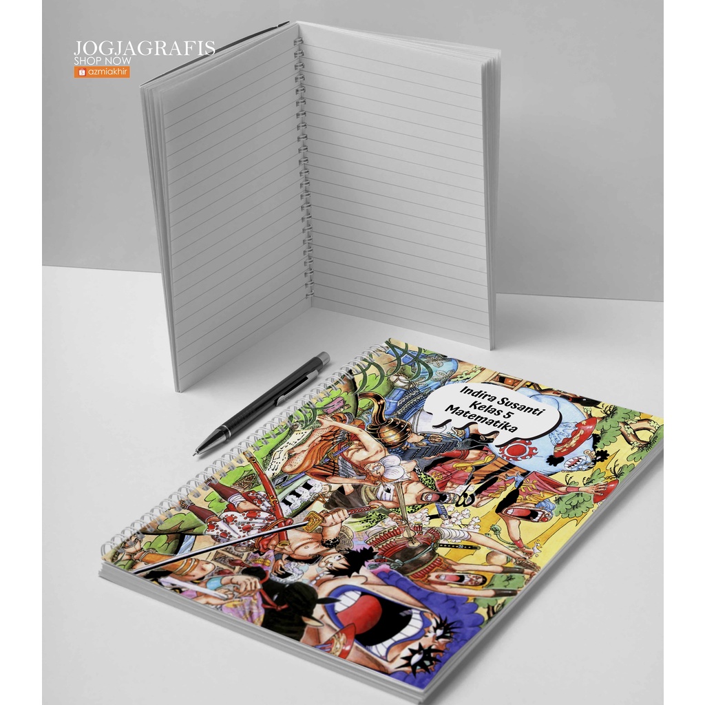 

Buku Notebook Anime One Piece A5 Custom Desain / BUKU TULIS CUSTOM / bloknot Spiral / Notebook Spiral