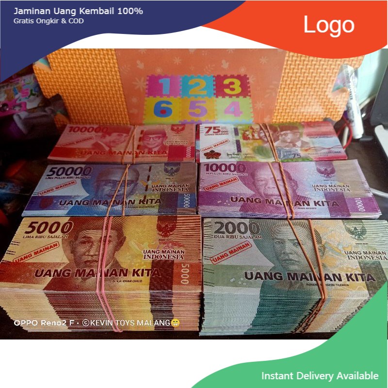 lembar uang mainan gambar asli replika / mahar uang mainan
