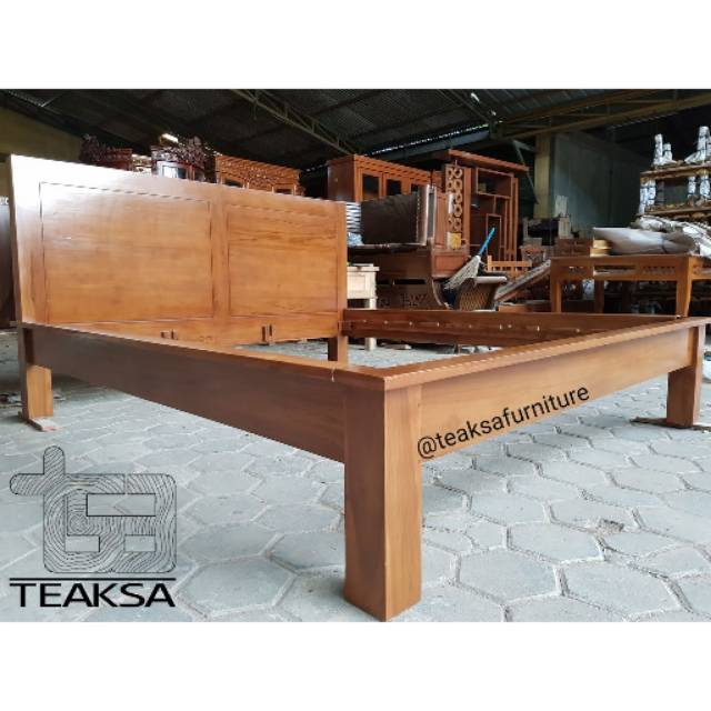 Dipan Ranjang Tempat Tidur Minimalis Jati Kotak Polos Ukuran 160x200cm Shopee Indonesia