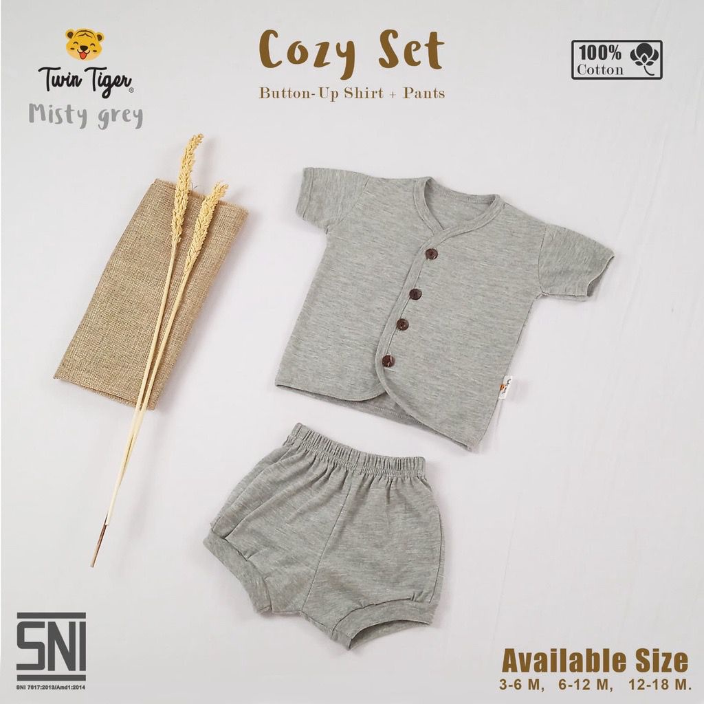 Twin Tiger Setelan Cozy Set Button 0-2 Tahun/setelan baby