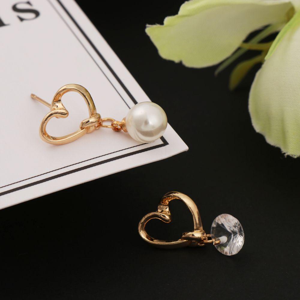 Solighter Heart Stud Earrings Berlian Gadis Perhiasan Pernikahan Cinta Hati Zirkon