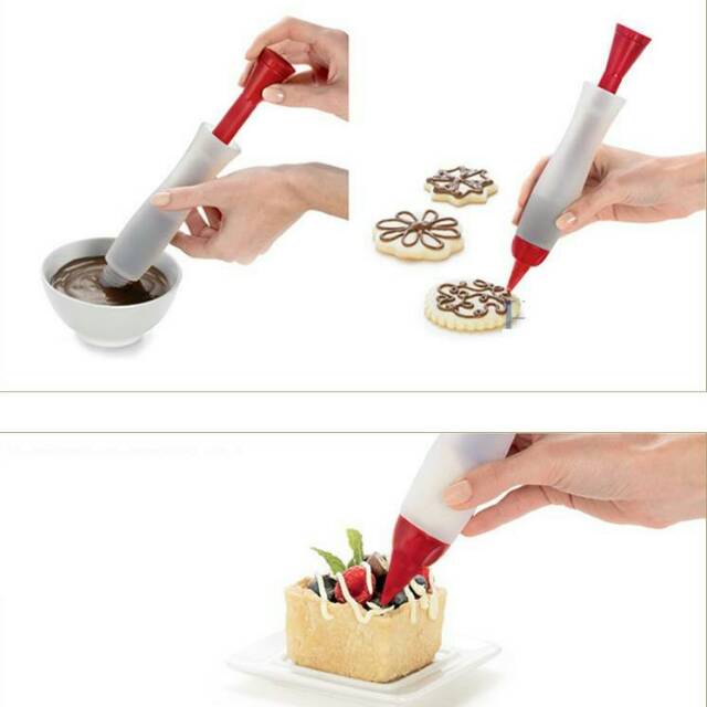 Silicone food decorative drawing pen pena spidol spuit hias kue tart bento silikon saus saos coklat fondant warna