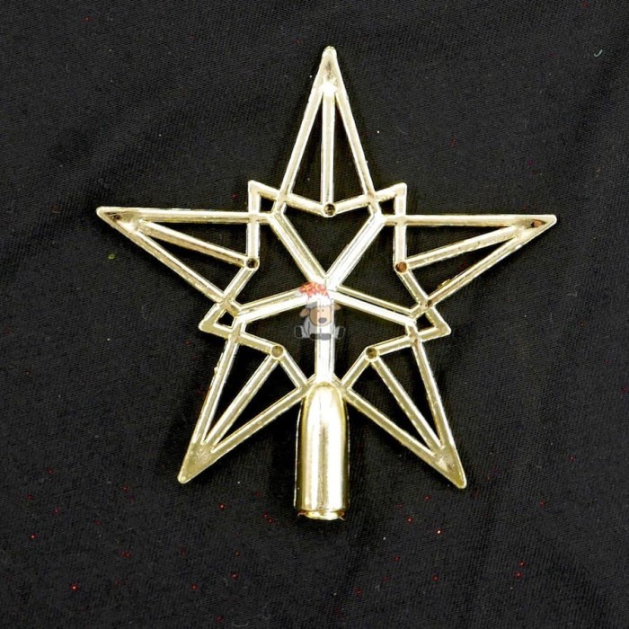 Jual Hiasan Natal Topper Bintang Gold Double Line 10cm Christmas Star