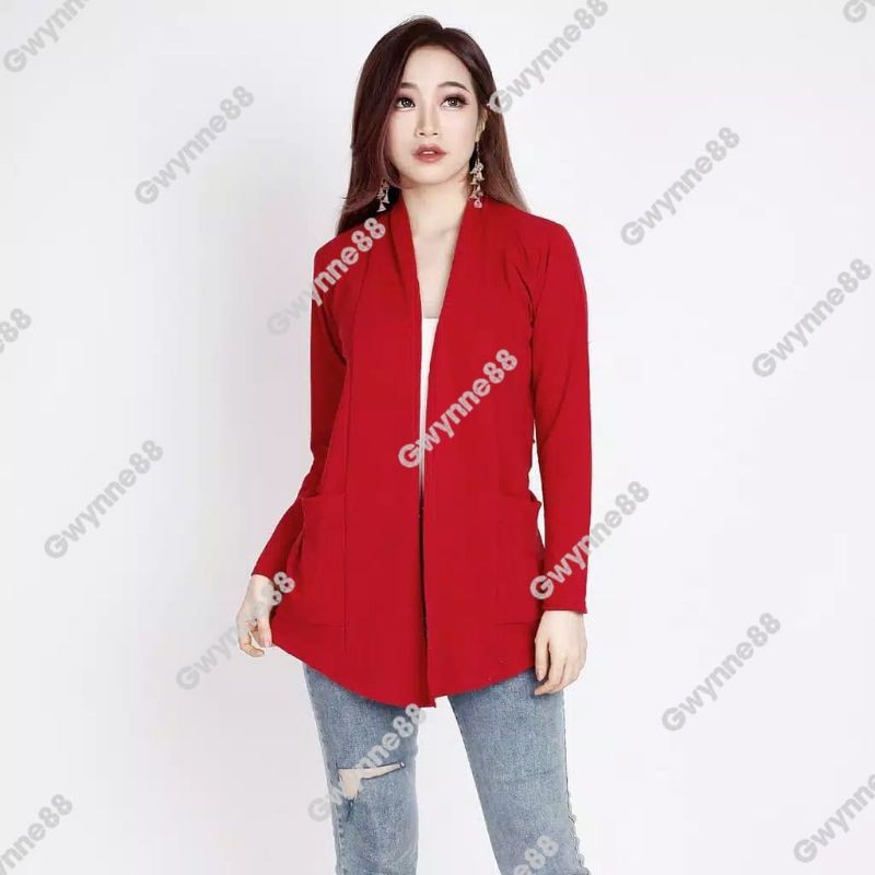 Fashion Atasan Wanita Outerwear Cardigan Kaos Babyterry - Gwynne88