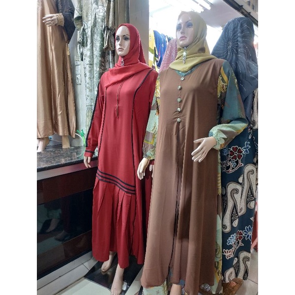 Gamis Prada kombinasi ceruti model semi rompi