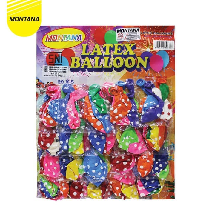 

MONTANA Balon Latex Polkadot / Balon PER CARD / Papan isi 100Pcs