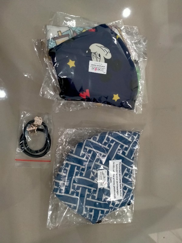 Masker Motif Batik Kain Anak Dan Jumbo Earloop Dan Hijab 3 Lapis (3 Ply)