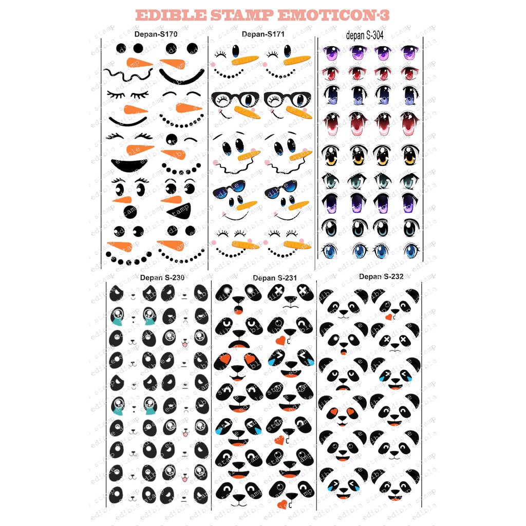 

Edible Stamp Stiker Makanan Edible Stiker Edible Print Sticker Makanan EMOTICON 3