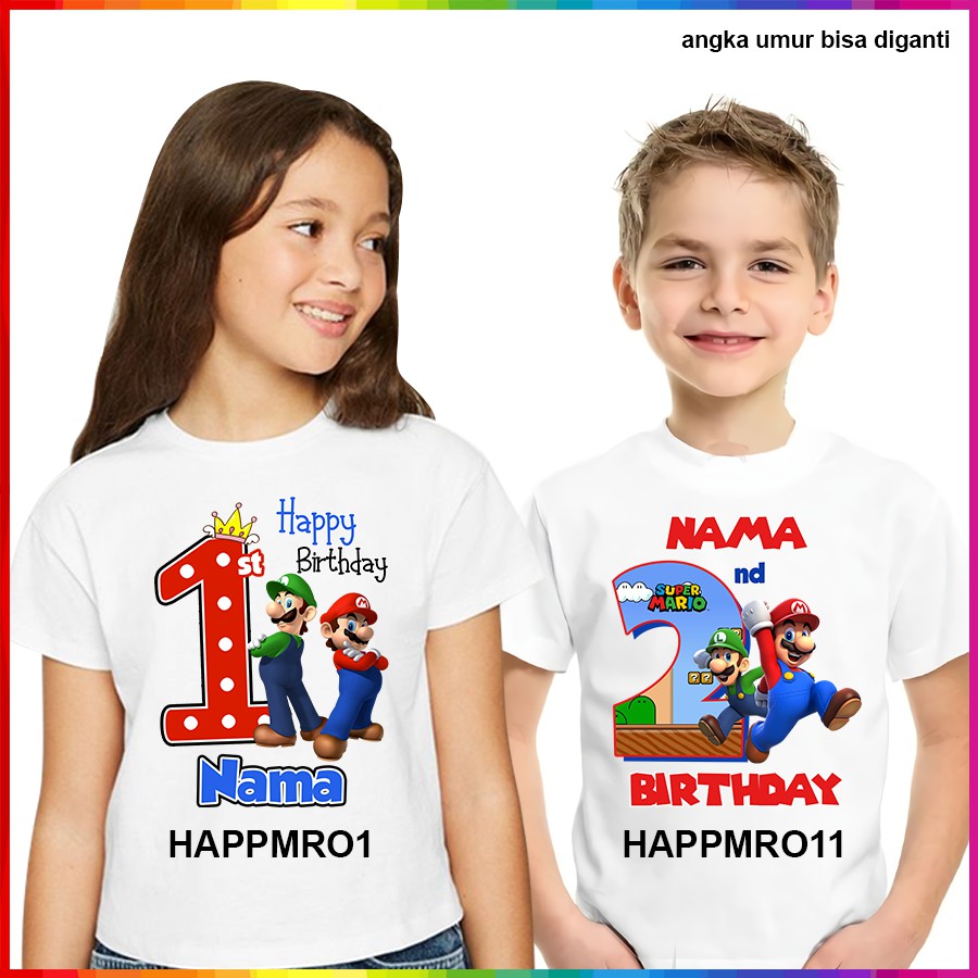 [FREE NAMA!!] Baju Kaos COUPLE  ANAK DAN DEWASA SUPER MARIO BANYAK MOTIF