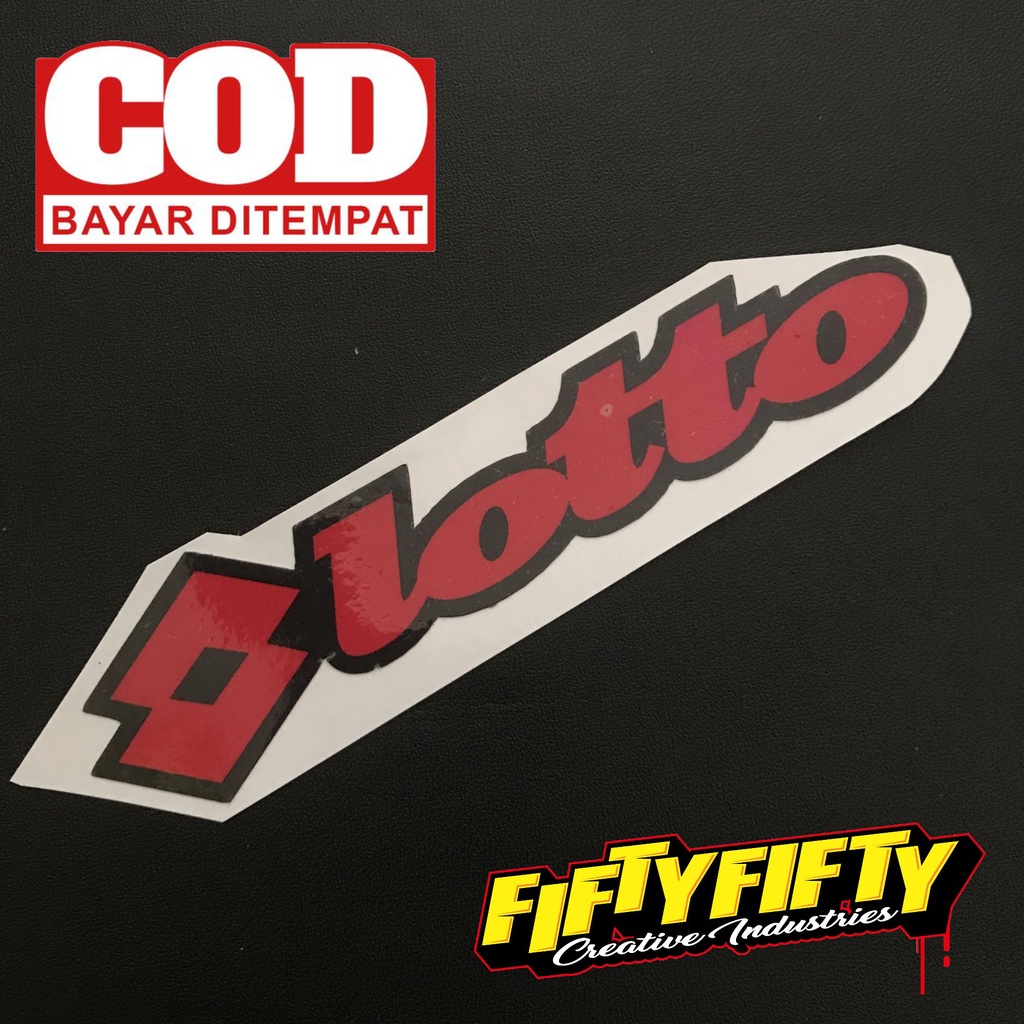 Stiker Print Cut LOTTO MERAH Stiker Printing Laminasi Glossy Stiker Motor Mobil Helm Sudah Membentuk Pola Desain