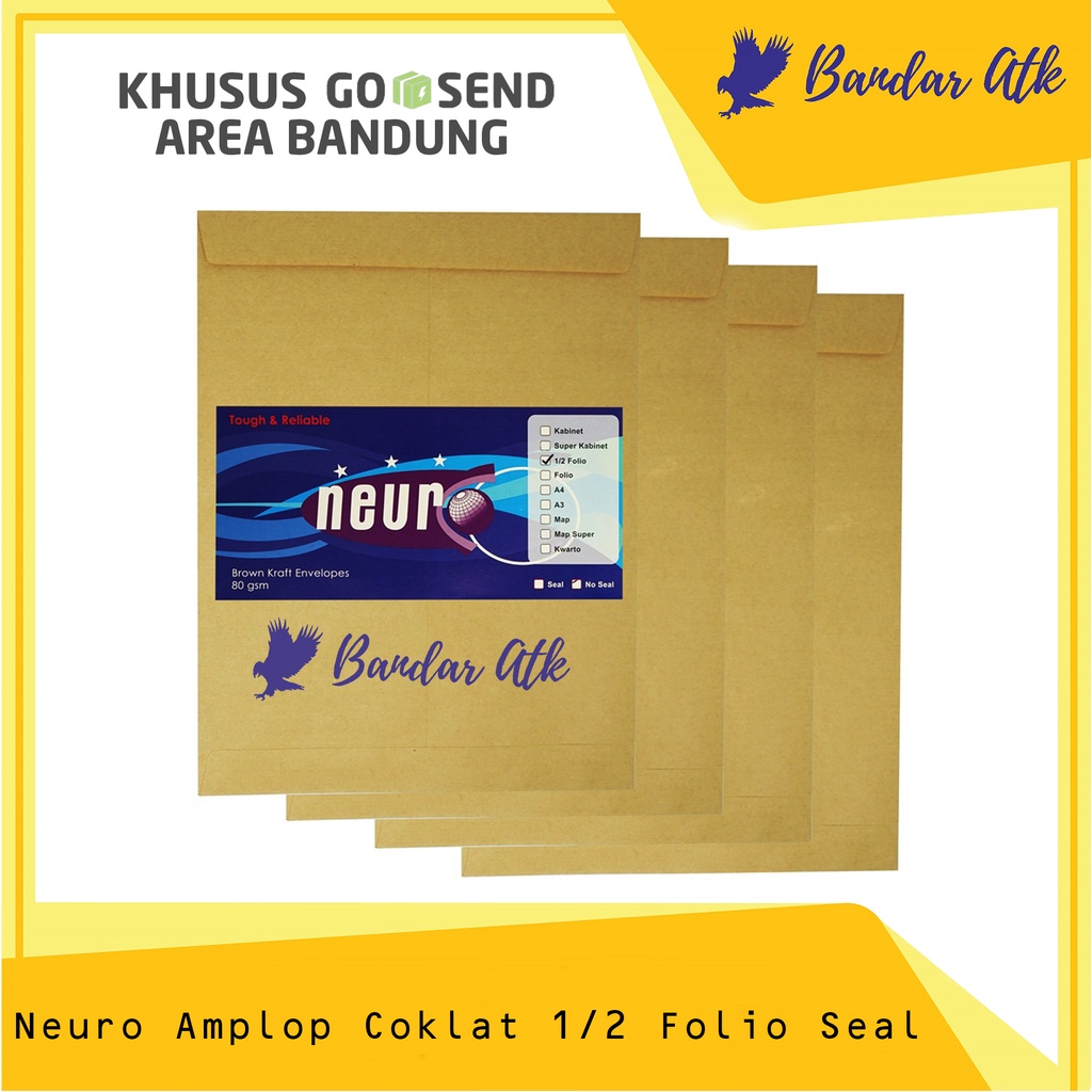 

KHUSUS GOSEND - NEURO Amplop Coklat 1/2 FOLIO SEAL -19X25 CM [1 PACK]