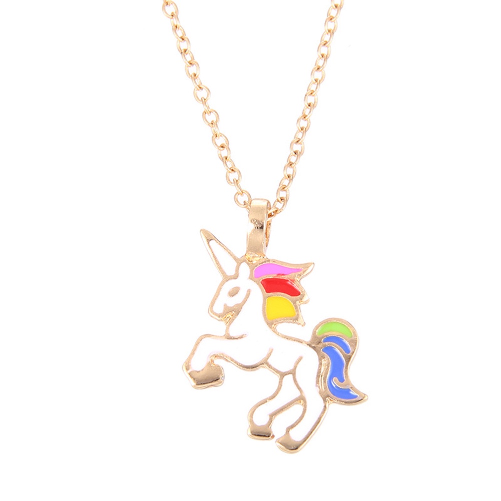 Hu Hu Hu Hu Hu Alat Bantu Pasang Kacamata♡ Kalung Rantai Liontin Unicorn Bahan Alloy Untuk Wanita