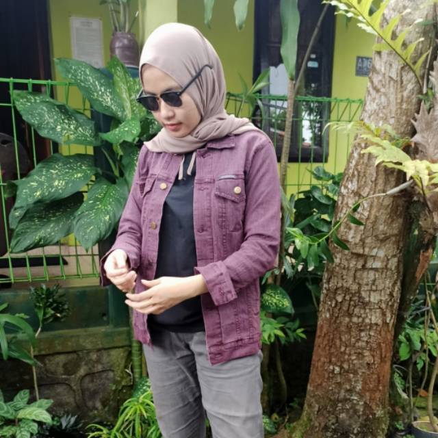 Jaket Roughneck Denim Burgundy Preloved Murah