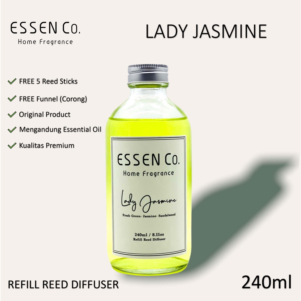 Essen Co Reed Diffuser Aromatherapy Jasmine Pengharum Pewangi Ruangan Aromaterapi Refill