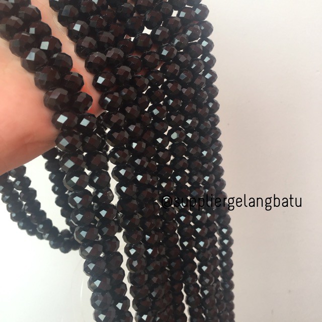 Crystal Ceko Doff 10mm HITAM BLACK beads manik donat rondelle eceran gelang kalung supplier toko