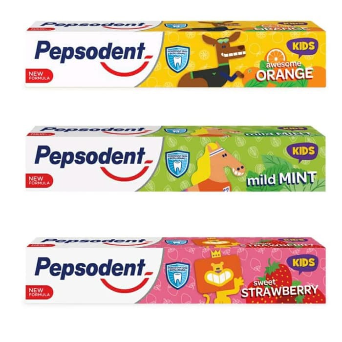 PASTA GIGI PEPSODENT KIDS 50g STRAW, ORANGE, MINT